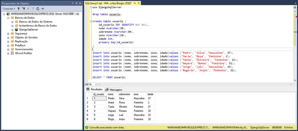 Conectando DJANGO com SQLServer 2017 e Mapeando dados já existentes no banco. 1 1 c G wwSBZMwsKVoy7Jqlkw